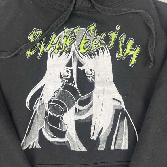 Billie Eilish Hoodie Mens M Black Sweatshirt Pullover Anime Drawstring Y2K - Picture 8 of 16